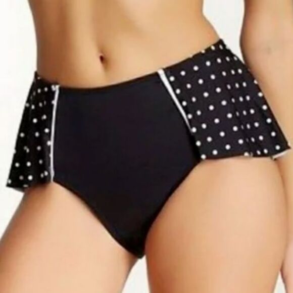 Spanx Black And White Polka Dot Flirty Skirted Shaping Swim Bottoms Size 16 - Picture 2 of 12